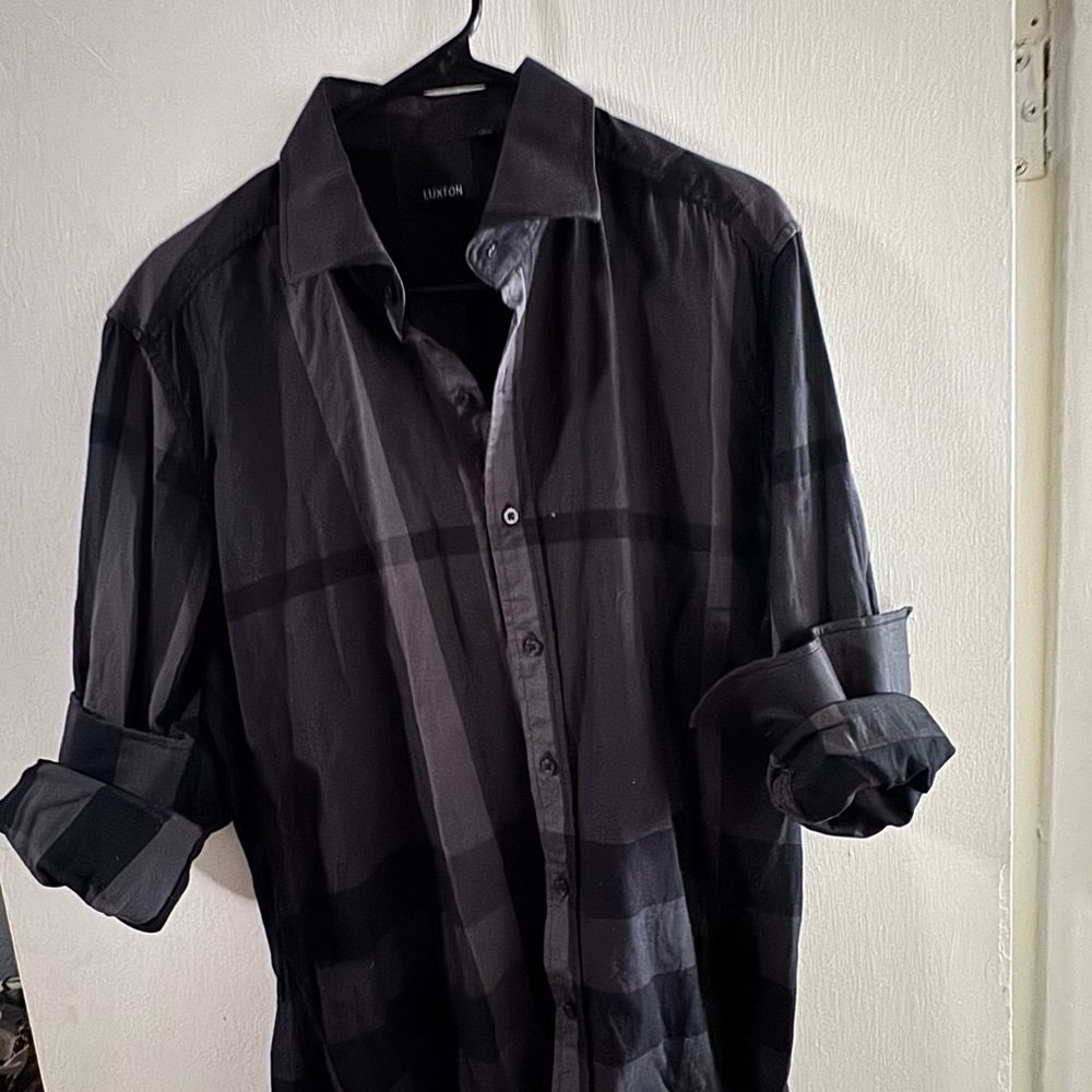 Lux Black Plaid Casual Button Down Shirt